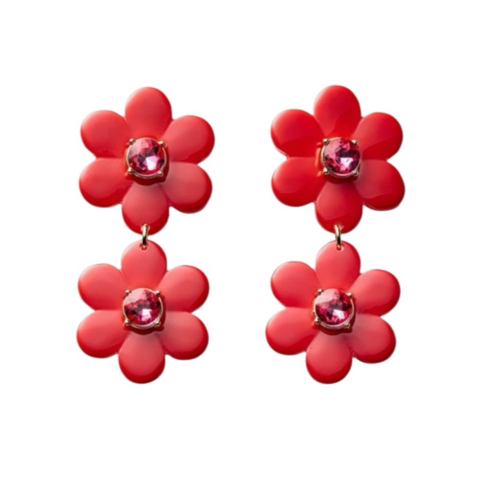 NWT Kate Spade x Target Red / Pink Floral Linear Earrings